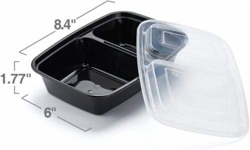Kitcheniva Microwavable Meal Prep Food Container WIth 2 Compartment - Pack of 10 Perspective: back