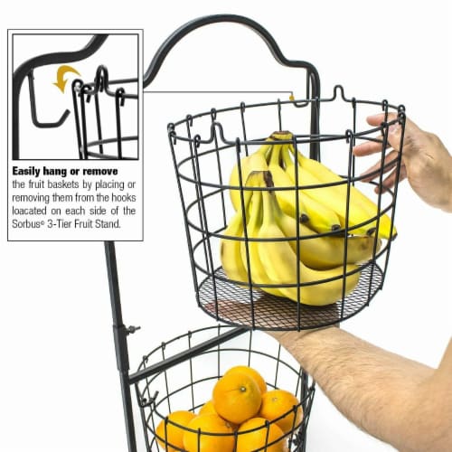 Kitcheniva Fruit And Vegetable Wire Market Basket Stand - Round Perspective: back