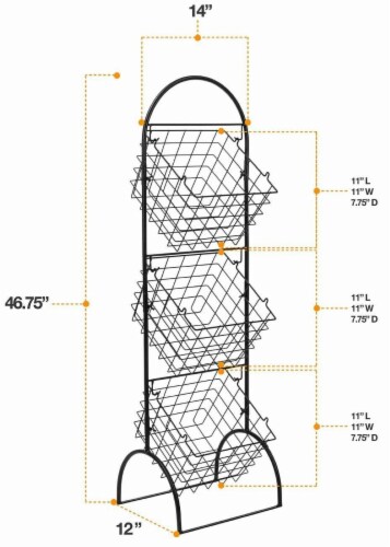 Kitcheniva Fruit And Vegetable Wire Market Basket Stand - Square Perspective: back