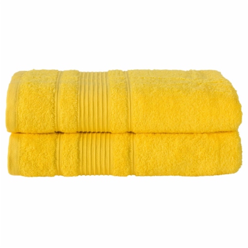 Kitcheniva Ultra Super Soft 100% Cotton Bath Towels Yellow 2 Packs Perspective: back
