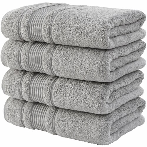 Kitcheniva Ultra Super Soft 100% Cotton Bath Towels Gray 4 Packs Perspective: back