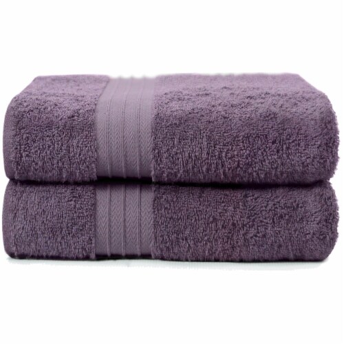 Kitcheniva 100% Soft Cotton Bath Towel Set of 2, Purple Perspective: back