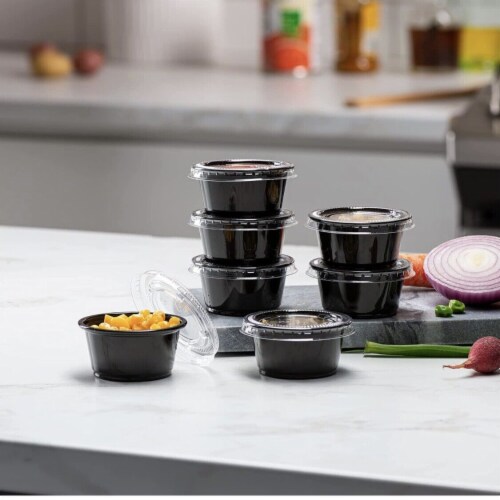 Kitcheniva Plastic Clear Disposable Portion Cups With Lids Black