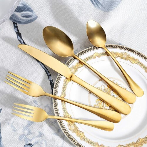 Kitcheniva Silverware Flatware Cutlery Set Of 20 - Gold Perspective: back