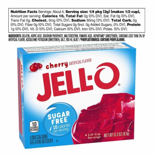 Jell-O Gelatin Dessert Sugar Free Pack of 6 - Cherry Perspective: back