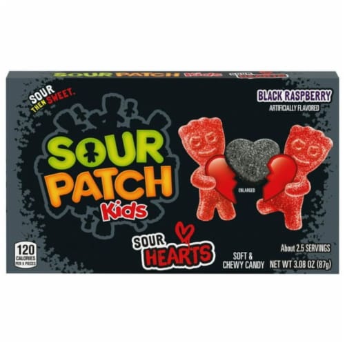 Black Raspberry Sour Hearts Soft & Chewy Valentines Day Candy Perspective: back