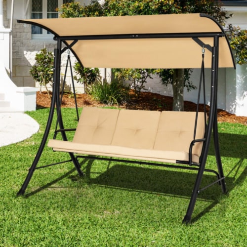 Hivvago 3 Seat Outdoor Porch Swing with Adjustable Canopy and Padded Cushions 1 Smith s Food and Drug