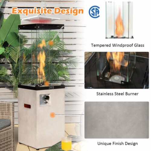 Hivvago 41 000 BTU Propane Patio Heater with Metal Hood-Gray Perspective: back