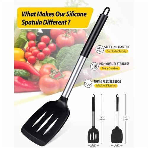 BUNDLEPRO Non Stick Slotted Kitchen Spatulas.Pack of 2 Silicone 1 Pick n Save