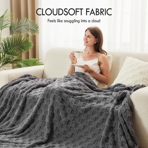 Kaisa Cozy Bed Blankets for Couch Sofa Bed (Gray) Perspective: back