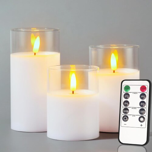 Battery Operated LED Flameless Candles with Remote 3 Pieces 3 pieces Mariano s