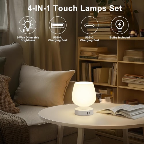 Kakanuo Bedside Table Lamps with Glass Shade Set of 2 Set of 2 Pick n Save