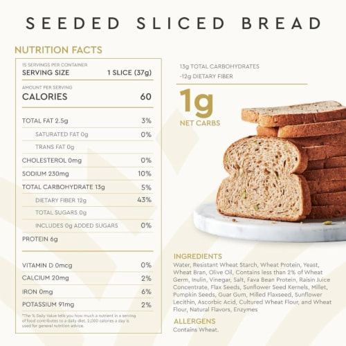 Hero seeded bread low carb keto friendly bread loaf 15 slices loaf 2