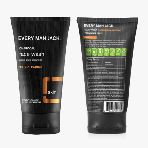Every Man Jack Charcoal 2-Pack Bundle Skin Clearing & Acne Treatment Perspective: back