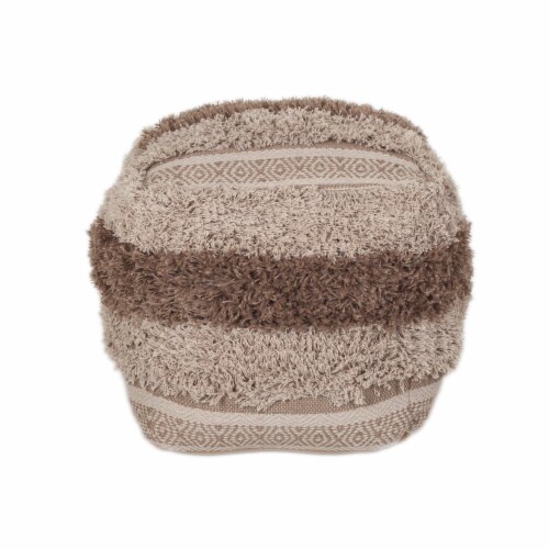 Boho Shaggy Khaki Textured Pouf Boho Shaggy Khaki Textured Pouf