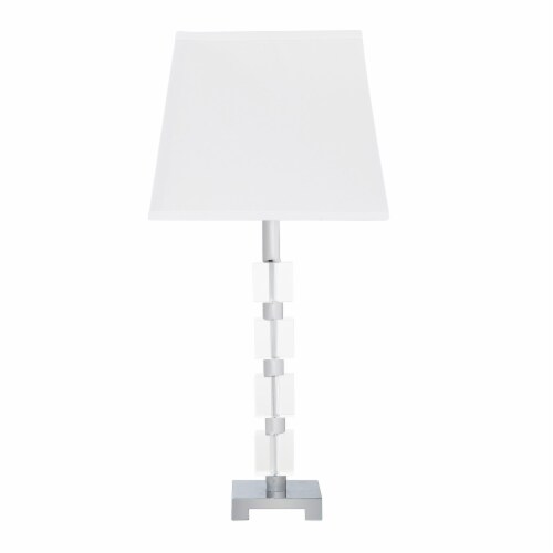 25 inch Crystal Geo Cubed Table Lamp With White Sharp Corner Square Tapered Shade 1 Foods Co