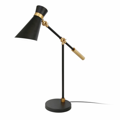 Hivvago 30 inch Black and Gold Metal Desk Table Lamp With Black Cone Shade 1 Gerbes Super Markets
