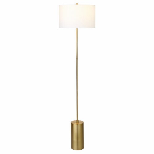 64 inch Brass Traditional Shaped Floor Lamp With White Frosted Glass Empire Shade 1 Food 4 Less