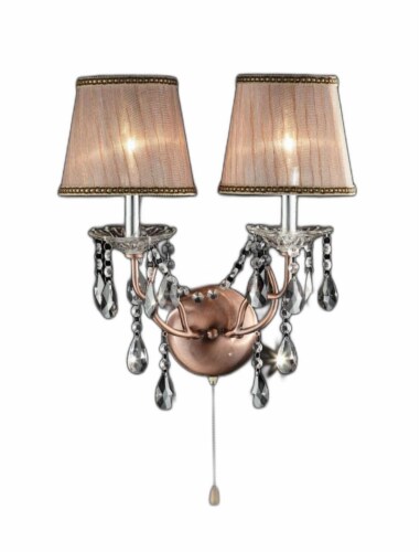 Silver and Pink Faux Crystal Dual Light Hanging Wall Sconce Silver and Pink Faux Crystal Dual Light Hanging Wall Sconce