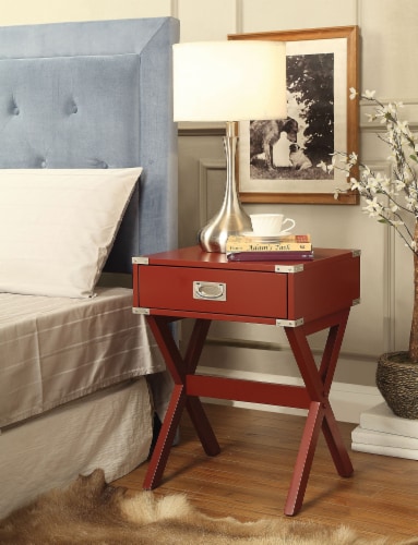 Modern Red X Shape Wooden Storage End Table Modern Red X Shape Wooden Storage End Table
