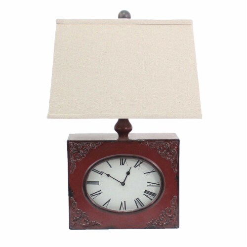 7 X 7 X 22 Red Vintage Metal Clock Base - Table Lamp 7 X 7 X 22 Red Vintage Metal Clock Base - Table Lamp