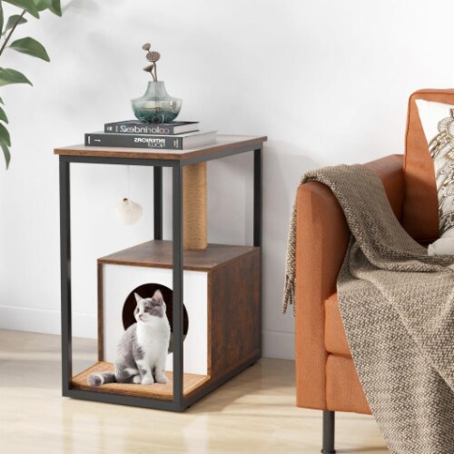 Hivvago Cat Furniture End Table Cat House with Scratching Post 1 Kroger