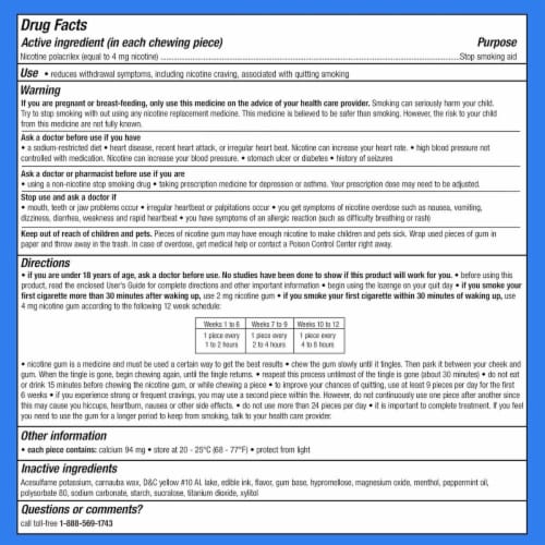 Nicorette 4 mg Nicotine Gum to Help Quit, 20 Count Perspective: back