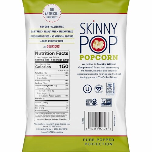Popcorn, Original, 1 oz Bag, 12/Carton Popcorn, Original, 1 oz Bag, 12/Carton