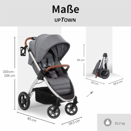hauck Uptown Deluxe Folding Stroller with Cup Holder and Canopy Melange Grey 1 Piece King Soopers