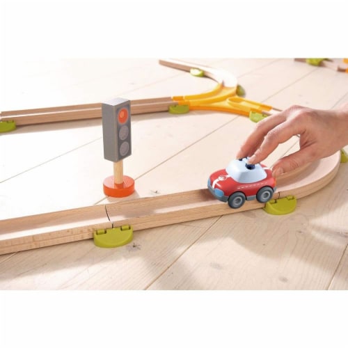 HABA Kullerbu Red Fire Truck Car with Momentum Motor Perspective: back