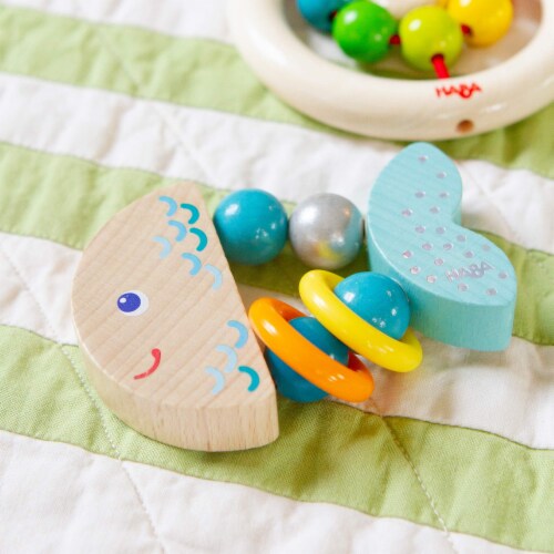 HABA Wooden Clutching Toy Rattlefish (Made in Germany) Perspective: back