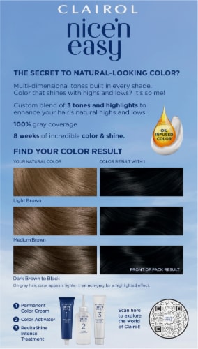 Clairol Nice 'n Easy 1 Blackest Black Hair Dye Kit Perspective: back