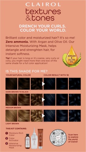 Clairol Textures & Tones Permanent Hair Color 1B Silken Black Perspective: back