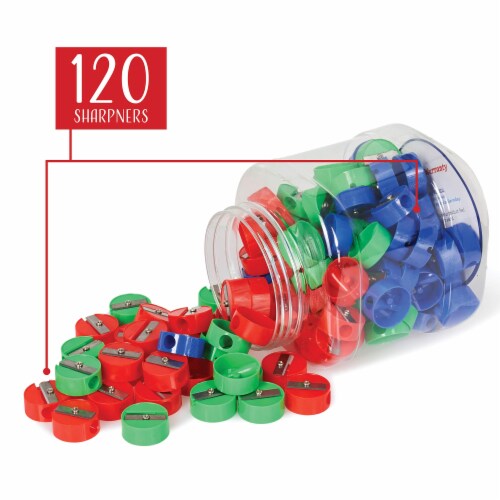 120 Bulk Neliblu Pencil Sharpeners for Classroom Supplies, 3 Colors, 3.
