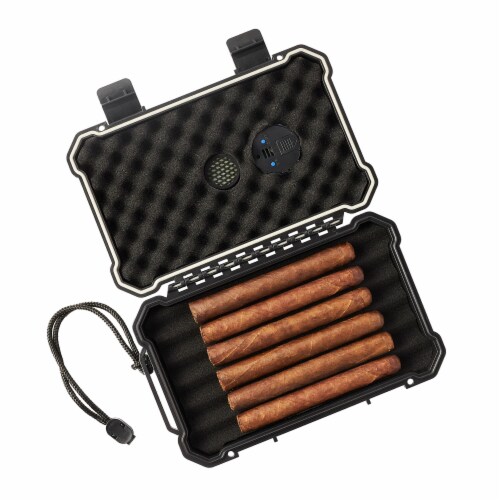 Pardo Cigar Humidor - 5 Cigar Capacity - Airtight, Waterproof, Sturdy & Durable Perspective: back