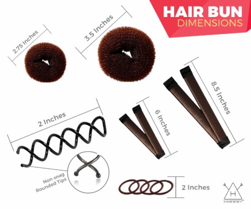HAWWWY 12-Pc Hair Bun Maker Set - Easy Fast Bun Tool for Women & Girls Perspective: back