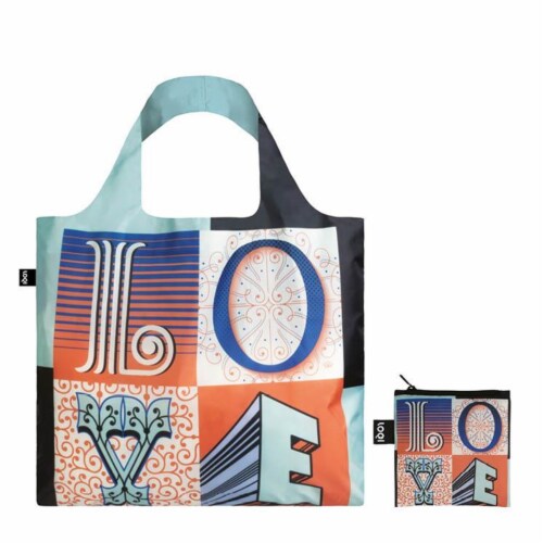 LOQI Artist Martina Flor Love Reusable Shopping Bag Perspective: back