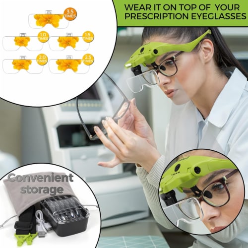 Magnifying eyeglasses with light deals