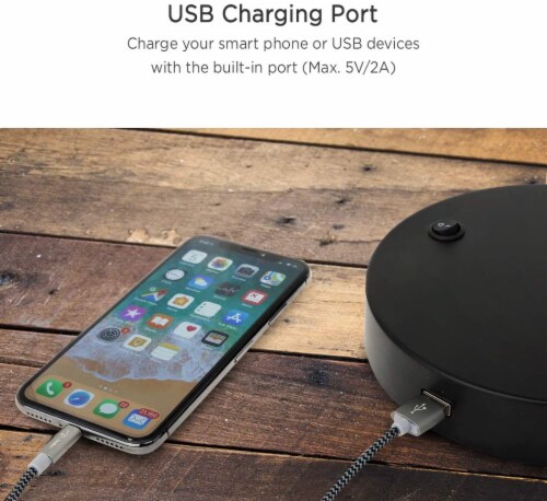 ATAYAL OB LED Desk Lamp USB Charging Port, 270° Swivel Arms Soft White Reading Light, Black Perspective: back