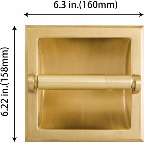ATAYAL Recessed Toilet Paper Holder, Metal, Easy Installation, Satin Brass Perspective: back