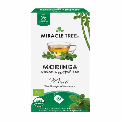 Organic Moringa Superfood Tea Mint -- 25 Tea Bags Perspective: back