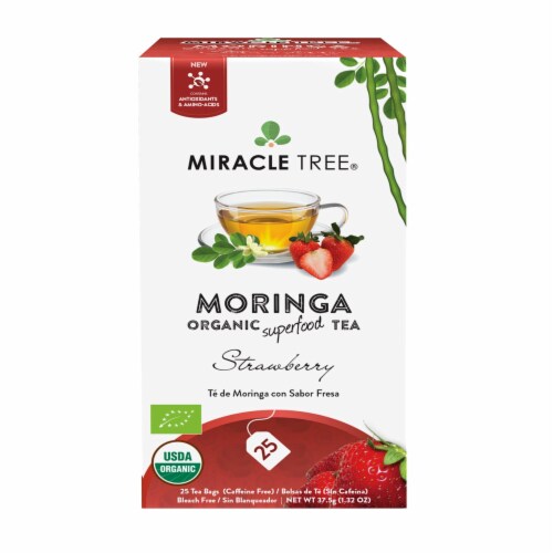 Organic Moringa Superfood Tea Strawberry -- 25 Tea Bags Perspective: back