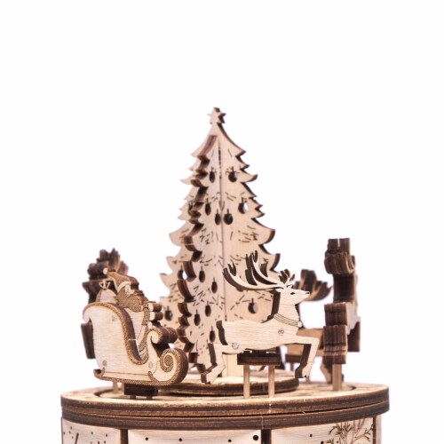 Wood Trick Santa's Carousel 97 Piece Adult Kid Functional 3D Wooden Model Kit Perspective: back