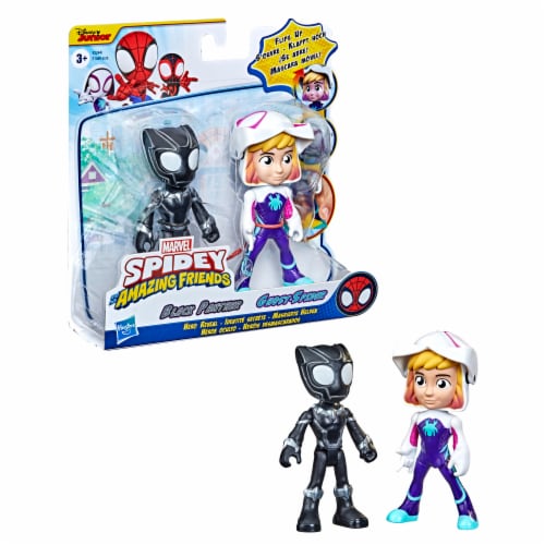 Hasbro Disney Junior Marvel Spidey and His Amazing Friends Hero Reveal Ghost and Black Panther Perspective: back