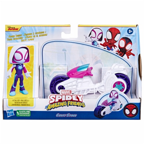 Hasbro Marvel Spidey and His Amazing Friends Ghost-Spider Figure with Motorcycle Perspective: back