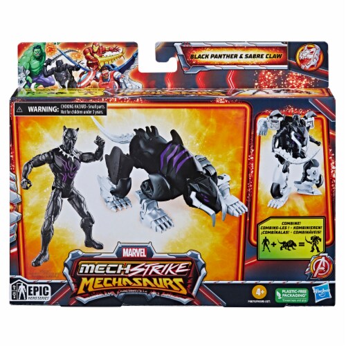 Hasbro Marvel Black Panther & Sabre Claw Mech Strike Mechasaurs Figures Perspective: back