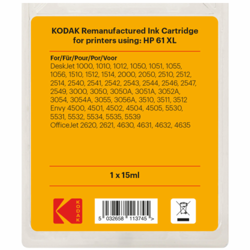 KODAK Compatible Ink Cartridge Replacement for HP61XL Black Perspective: back