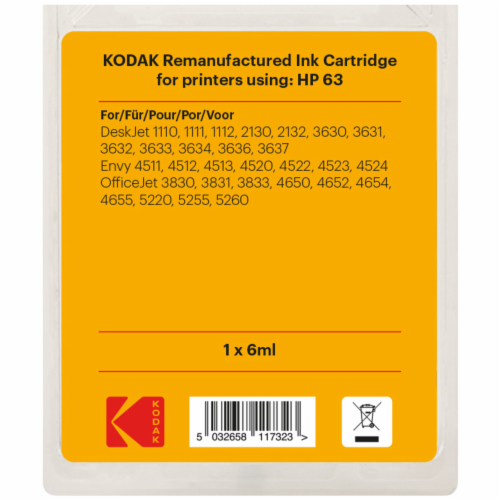 KODAK Compatible Ink Cartridge Replacement for HP63 Black Perspective: back