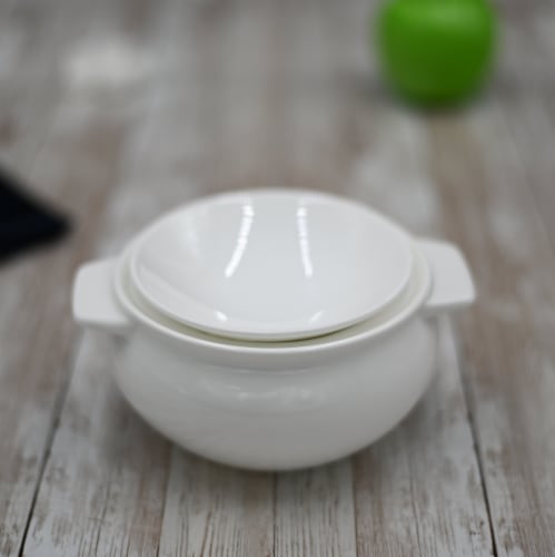 [ Set Of  2] Fine Porcelain Baking Pot 21 Oz | 620 Ml WL-997015/A Perspective: back
