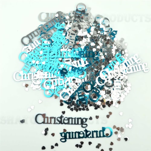4 Pk 14g Each Blue Christening Glitz Table Confetti Party Sprinkles Decorations Perspective: back